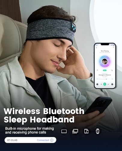 Perytong Sleep Headphones Wireless, Bluetooth Sports Headband Headphones with Ultra-Thin HD Stereo Speakers Perfect for Sleeping,Workout,Jogging,Yoga,Insomnia, Air Travel, Meditation (BlackGrey) - color: BlackGrey