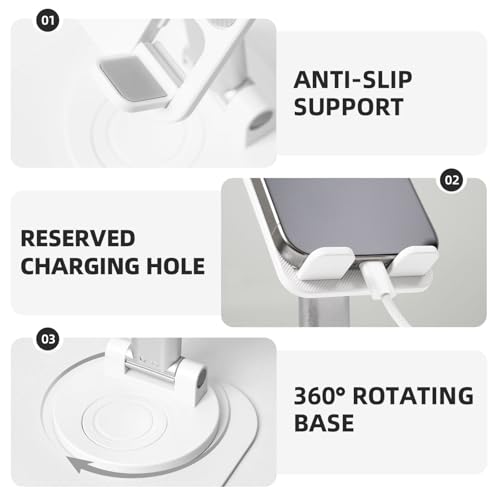 Giraffe wearing headphones Phone Stand for Desk Angle Height Adjustable Folding Cell Phone Holder Foldable Aesthetic Desktop Phone Stand Portable Cellphone Stand for All Phone Stand Smartphones - color: White