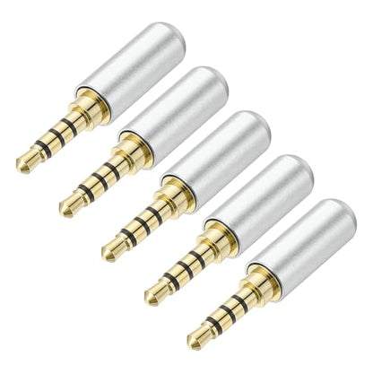 MECCANIXITY 5Pcs 3.5mm Replacement Repair Plug Jack 4 Pole Silver Tone - color: Silver Tone