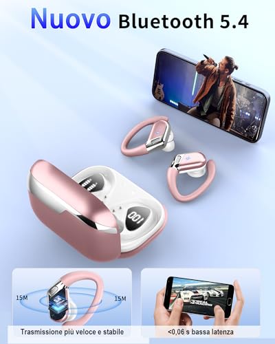 Wireless Earbuds, Bluetooth 5.4 Headphones Sport, 50H Deep Bass Sound Over Ear Buds with 4 ENC Noise Cancelling Mic, Dual LED Display, IP7 Waterproof Earphones with Earhook for Workout/Running/Gym | Sport, Over Ear Buds, 4 ENC Noise Cancelling Mic, Dual L