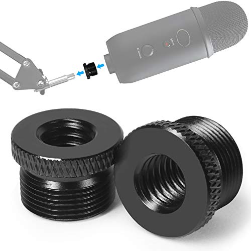 2 Pack Screw Thread Adapter, 5/8" Male to 3/8" Female Mic Screw for Blue Yeti/Blue Snowball/Yeti X Microphone Stand Mount (Black) - size: 5/8 2pc