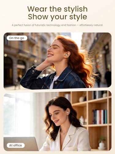 JewelPods C3 Wireless Bluetooth Earbuds, Jeweled Open-Ear Headphones, Gold | Ultra-Light Memory Wire Clip-On Earrings for All-Day Comfort, 60H Playtime, Sweat & Water Resistant, Premium Sound - color: Gold