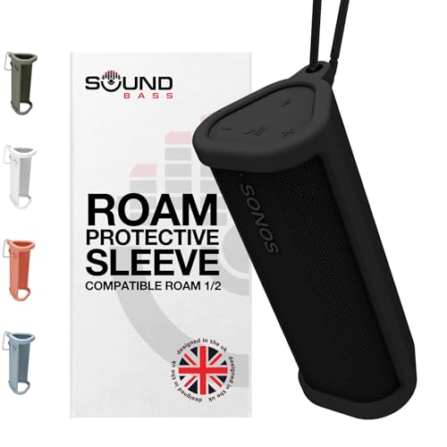 Heavy Duty Protective Carrying Case for Sonos Roam 2 | Black | Compatible with Sonos Roam, Roam 2 & Roam SL | Includes Bluetooth Button | Protect Your Wireless Speaker | Cover / Sleeve - color: Black