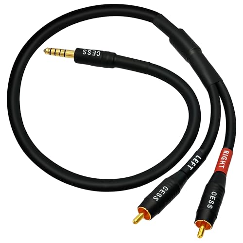 CNCESS 4.4mm Balanced Male to 2 RCA Plug Audio Cable – 24 Inch