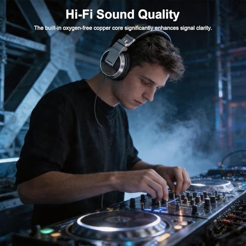 Replacement HDJ-CUE1 Audio Cable Coiled Cord Compatible with Pioneer DJ HDJ-CUE1, HDJ-X5, HDJ-X7, HDJ-S7 Headphones with 6.35mm Adapter