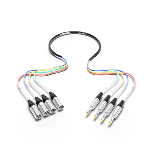 PRORECK 91.4cm(3피트) 스네이크 케이블, 4채널 차폐 오디오 케이블 0.6cm(1/4인치) TRS to XLR 수, 전문 무대, 스튜디오 및 라이브용 컬러 마크 커넥터 포함(PR-TRS/XLR-4 x 3M) - style: 4채널 91.4cm(3피트)