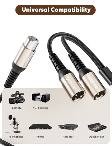 VIOY XLR Y Splitter Cable 10 FT, 3Pin Balanced 1 Female to 2 Male Mic Cord - size: 10FT