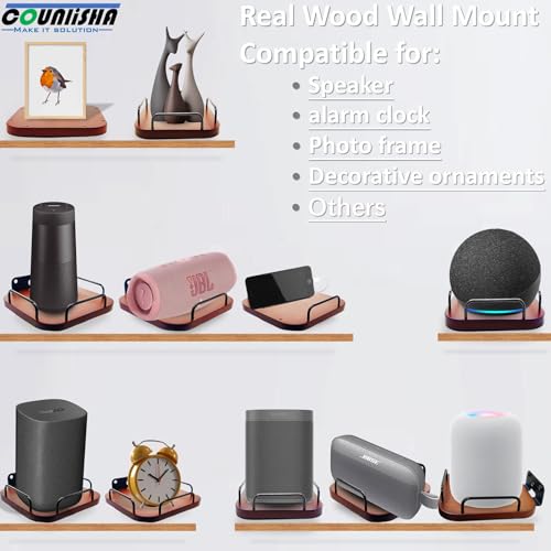 Universal speaker wall mount,real wood wall bracket for homepod mini | adjustable holder flexible railing shelves for homepod 2nd,Bose,JBL xtreme4,charge6,Sonos era100,Sony,KEF (walnut) - color: 1 pack black walnut