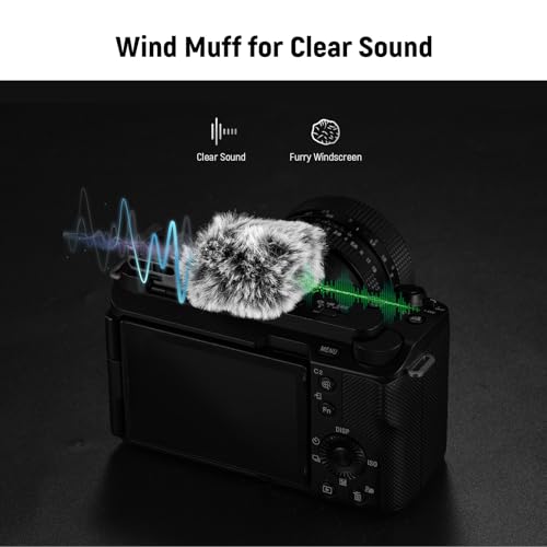 NEEWER CA133 Black Cold Shoe Wind Muff Compatible with Sony ZV-1F ZV-E10 ZV-1 ZV-E1 ZV1 II Vlog Cameras, Microphone Furry Windscreen with Cold Shoe Mount Adapter & Cleaning Cloth Accessories - style: CA133 w/Cleaning Cloth