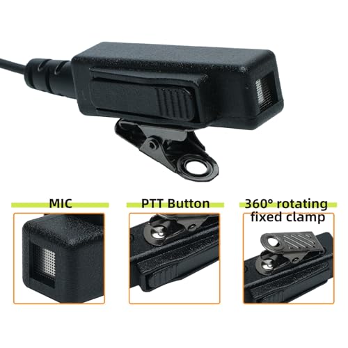 2 Wire Surveillance Kit Covert Acoustic Tube Police Earpiece Headset PTT MIC Compatible with Kenwood Baofeng BF-888s UV-82 UV5r 2 Way Radio Walkie Talkie 2 Pin