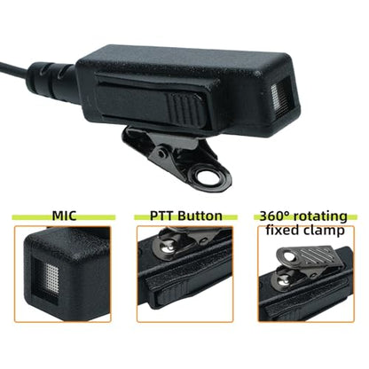 2 Wire Surveillance Kit Covert Acoustic Tube Police Earpiece Headset PTT MIC Compatible with Kenwood Baofeng BF-888s UV-82 UV5r 2 Way Radio Walkie Talkie 2 Pin