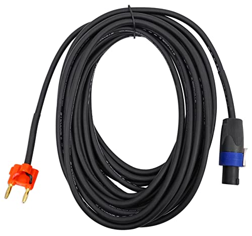 Rockville RSB17 35 Ft Speakon to Banana Speaker Cable, 16 Gauge, OFC | 100% Oxygen Free Copper, Black PVC Jacket, ROHS Compliant, Low Resistance, Noise-Free Signal