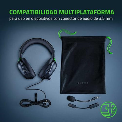 Razer BlackShark V2 Gaming Headset: THX 7.1 Spatial Surround Sound - 50mm Drivers - Detachable Mic - for PC, PS4, PS5, Switch, Xbox One, Xbox Series X|S - 3.5mm Audio Jack & USB DAC - Black
