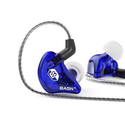 BASN Bsinger PRO in-Ear Monitors Hybrid Dynamic Dual Drivers Two Detachable MMCX Cables Musicians in-Ear Earbuds Headphones (Blue) - color: Blue