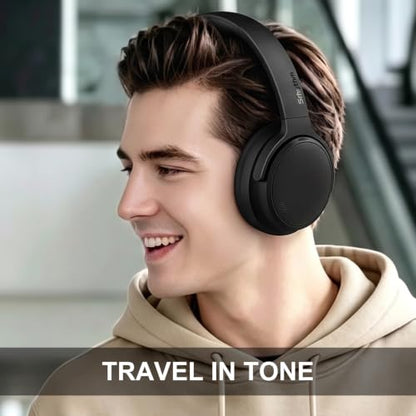 Srhythm NiceComfort 35(2nd Gen)Noise Cancelling Headphones 4-Speakers 40kHz | HD Sound,140 Hours' Ultra-long Playtime for Travel,Bluetooth 6.0,5 Microphones ENC,Transparency,Spatial Audio,Low Latency - color: Matte Black