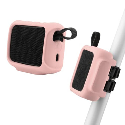 Silicone Case Cover for JBL Go 5 Portable Speaker(Pink) | Travel Carrying Protective Pouch with Attach Straps for Bike Golf Cart Scooter-TXEsign - color: Pink