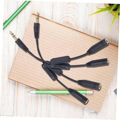 Black Headphone to Adapter Splitter 3.5mm Male Female 2 Mic
