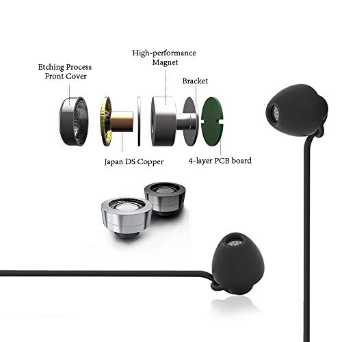 Sleeping Headphones Earphones, Soft Comfortable Silicone Noise Isolating Earbuds with Mic Earplugs for Nighttime, Insomnia, Travel, Sport, Meditation & Relaxation (Black)