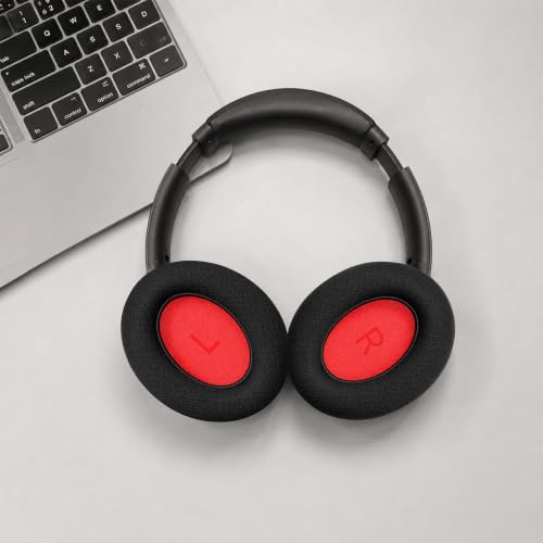Replacement Ear Pads for 1MORE SonoFlow/SonoFlow SE/SonoFlow Pro Headphones, Protein Leather Earpads Cushions with Memory Foam, Extra Thick Ear Cups, 1 Pair，Black-Mesh Fabric