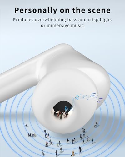 Wireless Earbuds, Bluetooth 5.4 Ear Buds Bass Stereo, Headphones with Noise Cancelling Mic, LED Display in Ear Earphones Clear Calls, IP7 Waterproof Bluetooth Earbuds for Phone/Android/iPad, White - color: White