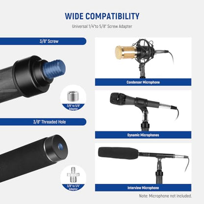 NEEWER Upgraded Microphone Boom Pole, 9.8ft/300cm, MS-300CB (Black) | Telescopic Carbon Fiber Mic Boom Arm, 5 Sections, 1/4" 3/8" 5/8" Screw Adapters, Cable Straps, Shoulder Strap, Storage Bag - style: MS-300CB
