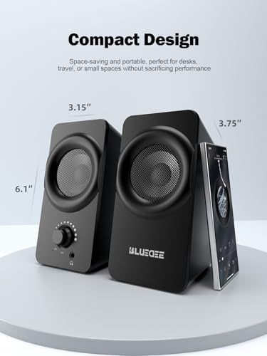 Bluedee Computer Speakers for Desktop PC, Dual Driver PC Speakers with RGB - color: Black