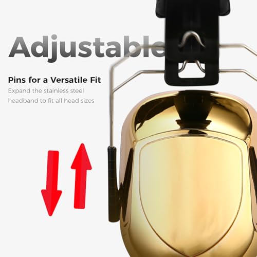 ProCase NRR 28dB Noise Reduction Ear Muffs, Foldable Adjustable Noise Cancelling Headphones - color: 1 - Metallic Gold