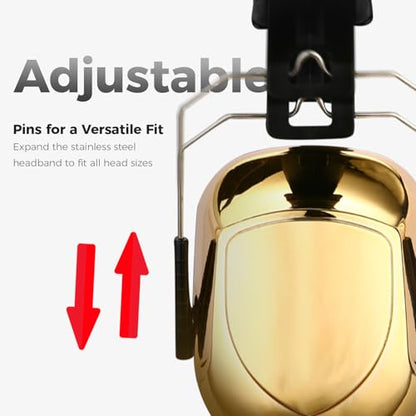 ProCase NRR 28dB Noise Reduction Ear Muffs, Foldable Adjustable Noise Cancelling Headphones - color: 1 - Metallic Gold