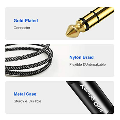 3.5mm to 6.35mm Stereo Audio Cable 30 ft, 1/4 to 1/8 Audio Cable,3.5mm Male to 6.35mm Male TRS Nylon Braid Cable Compatible for iPod, Laptop,Home Theater Devices, and Amplifiers (30FT/10) - size: 30FT/10