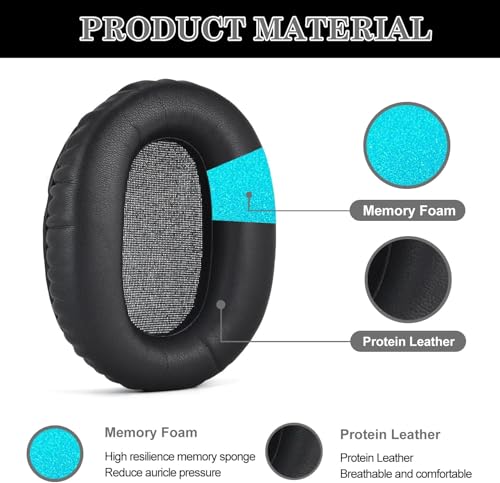 Aiivioll 3 Sets Replacement Ear Pads for Sony WH-CH710N Headphones, Protein Leather Earmuffs/Silicone Zipper Headband Protective Cover/Silicone Earpad Covers for WH-CH710N (Black) - color: Black-3 in 1
