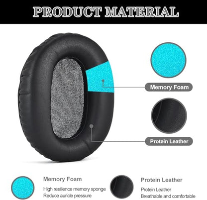 Aiivioll 3 Sets Replacement Ear Pads for Sony WH-CH710N Headphones, Protein Leather Earmuffs/Silicone Zipper Headband Protective Cover/Silicone Earpad Covers for WH-CH710N (Black) - color: Black-3 in 1