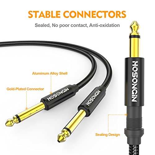 HOSONGIN 1/4 Inch Guitar Instrument Cable 3.3ft 2-Pack [Nylon Braided Shielded], 1/4 Inch TS Male to Male Plug Mono Audio Cord, Quarter Inch 6.35mm Unbalanced Interconnect Line - 3.3 feet - size: 3.3 Feet, style: 1/4" Guitar Cable - 2 Pack