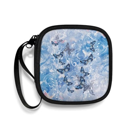 Blue Butterfly Lightweight Headphone Storage Bag, Portable Headset Carrying Pouch Headphone Case Bag Soft Travel Pouch for Ear Headphones - color: Blue Butterfly