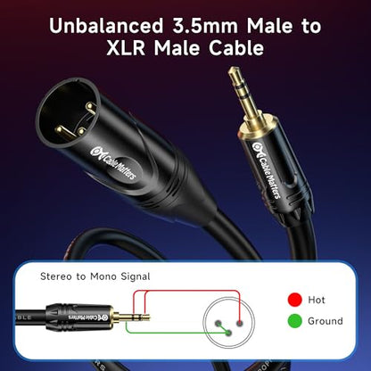 Cable Matters 3.5mm to XLR Cable, Male to Male, 3ft | XLR to 1/8 Inch Cable, Compatible with iPod, MP3 Player, Laptop, Voice Recorder, Not for Microphone Use, Black - size: 3 Feet