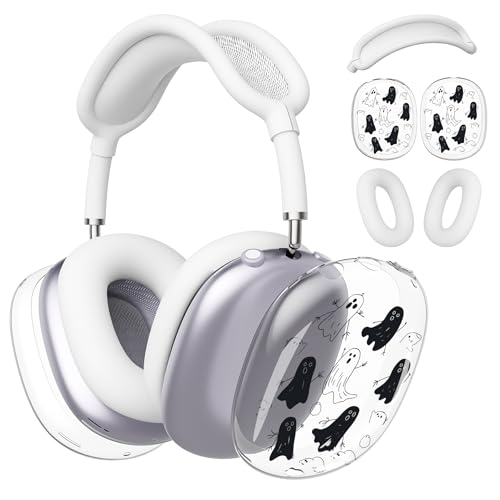 for AirPods Max Headphones Halloween Ear Covers for AirPods Max 2 | Cute Ghost Clear Ear Cups Cover | White Silicone Ear Pad Case Headband Cover for Apple AirPods Max 2/1 (2026/2024/2020) - color: Ghost F/White