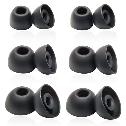 Universal Oval Silicone Ear Tips/Earbuds Tips Replacement for 4.0-7mm LMS | 6 Pairs Rubber Tips Secure Fit & Noise Isolation, Black - color: Oval-Black
