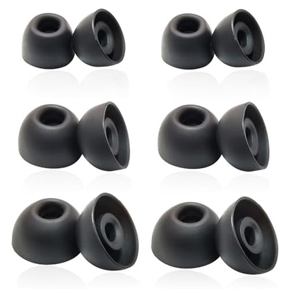 Universal Oval Silicone Ear Tips/Earbuds Tips Replacement for 4.0-7mm LMS | 6 Pairs Rubber Tips Secure Fit & Noise Isolation, Black - color: Oval-Black