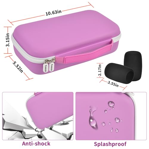Wireless Microphone Case for JBL PartyBox & Two Mic System, Shockproof Karaoke Microphones Travel Storage Box with Mic Foam Cover, Holds 2 Mics, Receivers, Adapters, AA Batteries - Purple - color: Purple