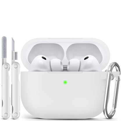 for AirPods Pro 3 Case 2025,Come with Cleaner Kit,White | Silicone Protective Cover for Airpod Pro 3rd Generation Case with Keychain,for Women Men,One-Piece Design,Shockproof - color: D-White