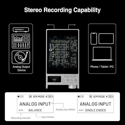 Questyle Sigma Pro Bluetooth 5.4 Headphone Amplifier USB DAC AMP with LDAC | MFi Certified Portable DAC with aptX Lossless,PCM768/DSD512 6.35mm/4.4mm/3.5mm Output for Smartphones/PC/ Home Audio(Sliver) - color: Sliver