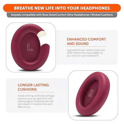 WC PadZ QC Ultra - Earpads for Bose QuietComfort Ultra Gen 1 & 2 | Made by Wicked Cushions | Enhanced Comfort, Thickness & Durability | Deep Plum - color: Deep Plum