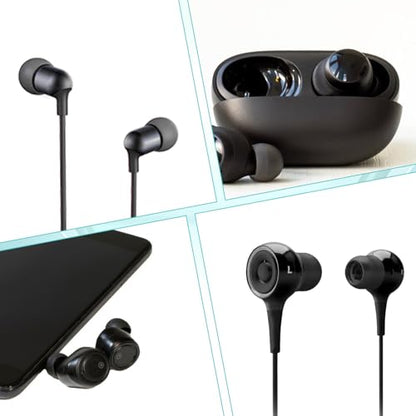 30Pcs Silicone Replacement Earbud Covers Fit Most Earphones Ear Tips(Inner Hole 4mm -6.5mm) Black Ears Cushion Earbuds for in- Ear Headphones Tips Replacement Kit