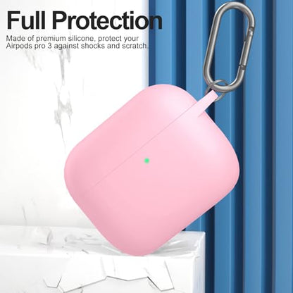 for AirPods Pro 3 Case Cover, Protective Soft Silicone with Keychain Cleaning Pen for Women Men for Apple AirPods Pro 3rd Generation Case(2025), Front LED Visible, Light Pink - color: A-Pink