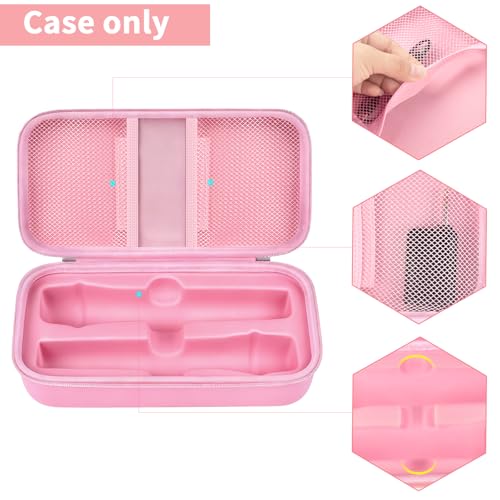 Wireless Microphone Case Compatible with JBL Wireless Two Microphone System, Handheld Dual Mic Travel Bag for Singing or Karaoke for Receivers, Adapters, AA Batteries - color: Pink