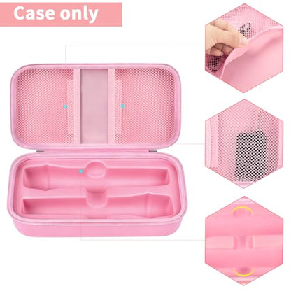 Wireless Microphone Case Compatible with JBL Wireless Two Microphone System, Handheld Dual Mic Travel Bag for Singing or Karaoke for Receivers, Adapters, AA Batteries - color: Pink