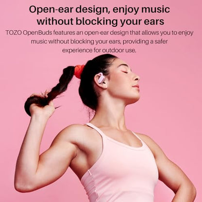 TOZO O2 Open Ear Wireless Earbuds,Multi-Angle Adjust 42H Bluetooth 5.3 - color: Pink