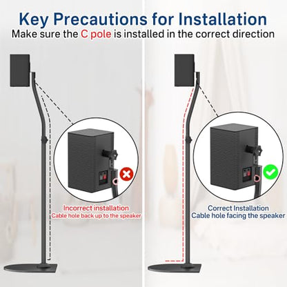 Speaker Stands for LG Rear Speakers SPQ8-S SPT8-S SPK8-S 578S1-S S78S2-S S65S3-S S55TR, Height Adjustable 33"–42" for LG Speaker Stand WR Wall Mount, Fit Keyhole & 1/4"-20 M5 M6 Surround Sound Speaker
