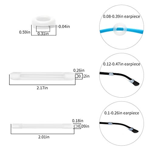 Eyeglasses Silicone Ear Hooks Retainers, Anti-Slip Holder Stoppers, Temple Tips Sleeve Retainer, Spectacle Stay for Eyeglasses, Sunglasses, Reading Glasses (White) - color: White