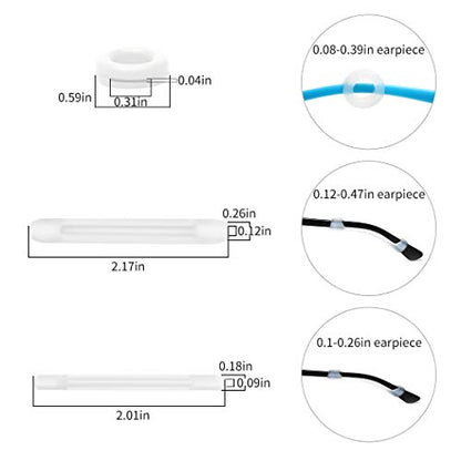 Eyeglasses Silicone Ear Hooks Retainers, Anti-Slip Holder Stoppers, Temple Tips Sleeve Retainer, Spectacle Stay for Eyeglasses, Sunglasses, Reading Glasses (White) - color: White