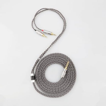 4.4mm to Dual 3.5mm / 2.5mm Male Cable Compatible for Hifiman HE4XX HE400S, HE-400i Headphones 8 Core Braided Silver Plated Replacement Audio Upgrade Cable 2M (4.4mm to Dual 2.5mm Male)